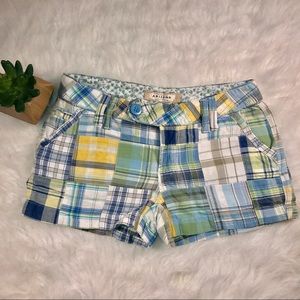 Arizona patchwork preppy plaid short shorts size 0